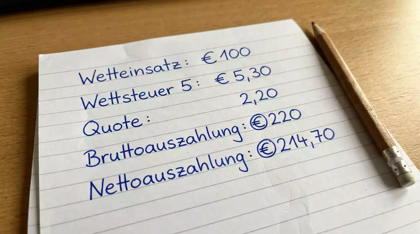 5,3 Prozent Sportwettensteuer Berechnung für Formel-1-Wetten in Deutschland mit Beispielrechnung